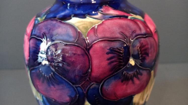 Moorcroft Pansy Roll Neck Vase c.1920 - Image 3