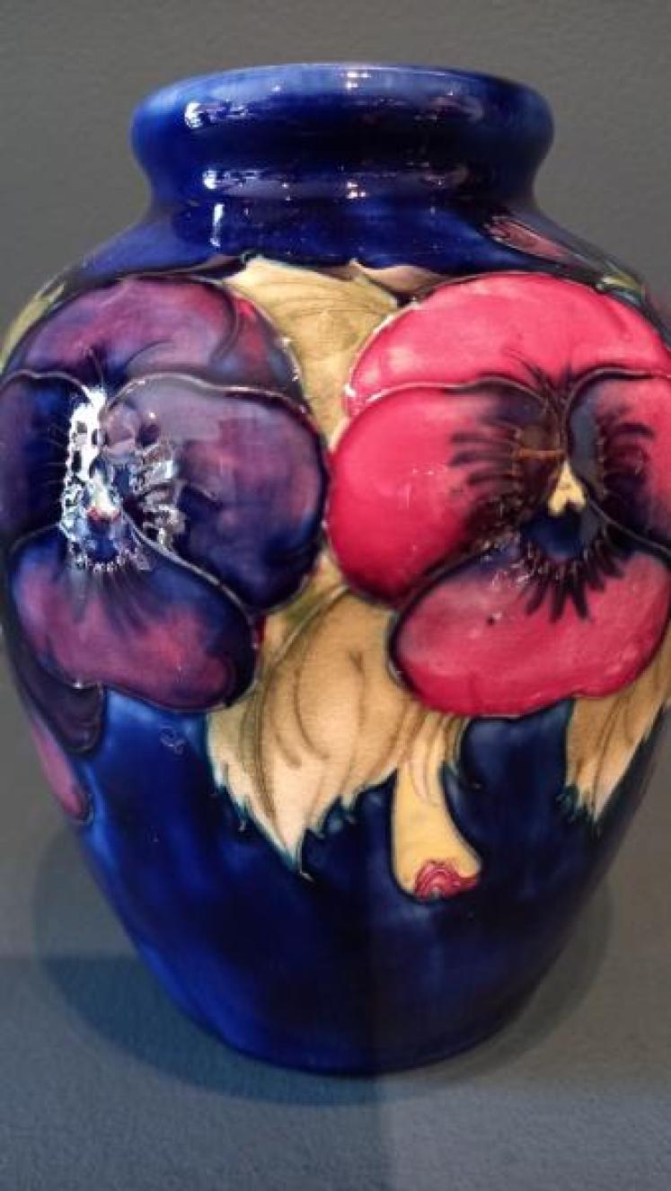 Moorcroft Pansy Roll Neck Vase c.1920 - Image 4