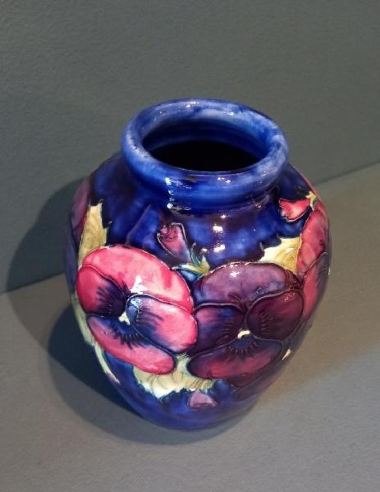 Moorcroft Pansy Roll Neck Vase c.1920 - Image 6