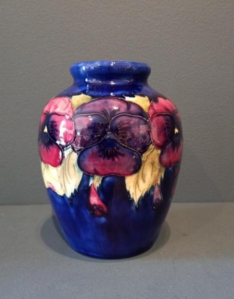 Moorcroft Pansy Roll Neck Vase c.1920 - Image 7