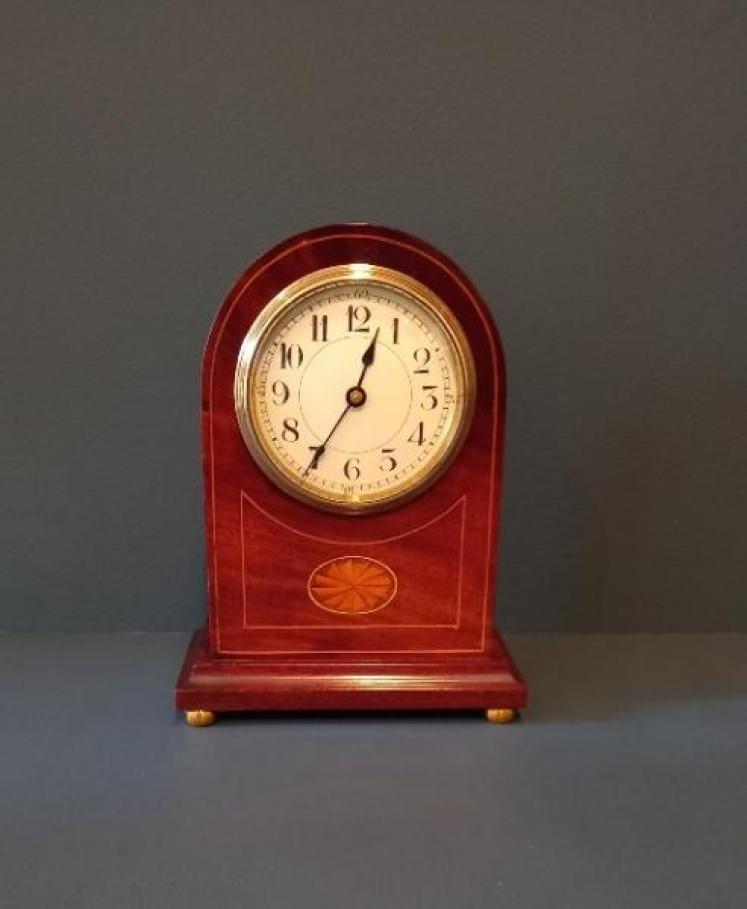 Edwardian Period Sheraton Inlaid Arched Top Mantel Clock - Image 1