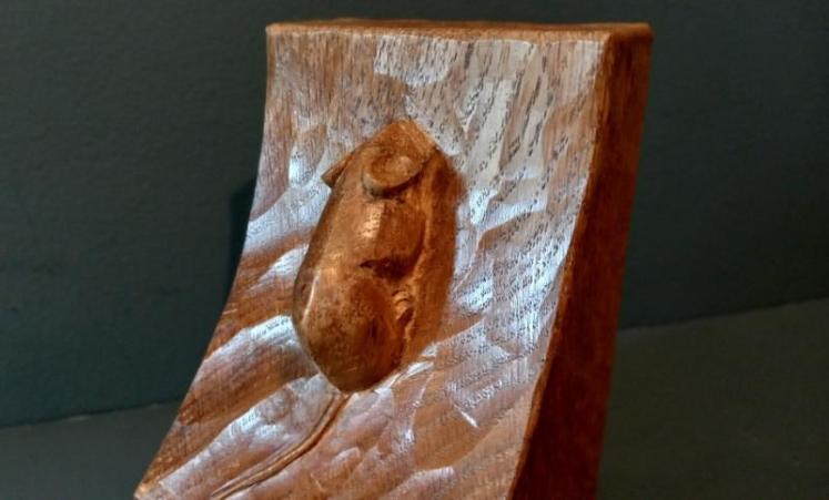 Pair of Mouseman Adzed Oak Bookends - Image 3