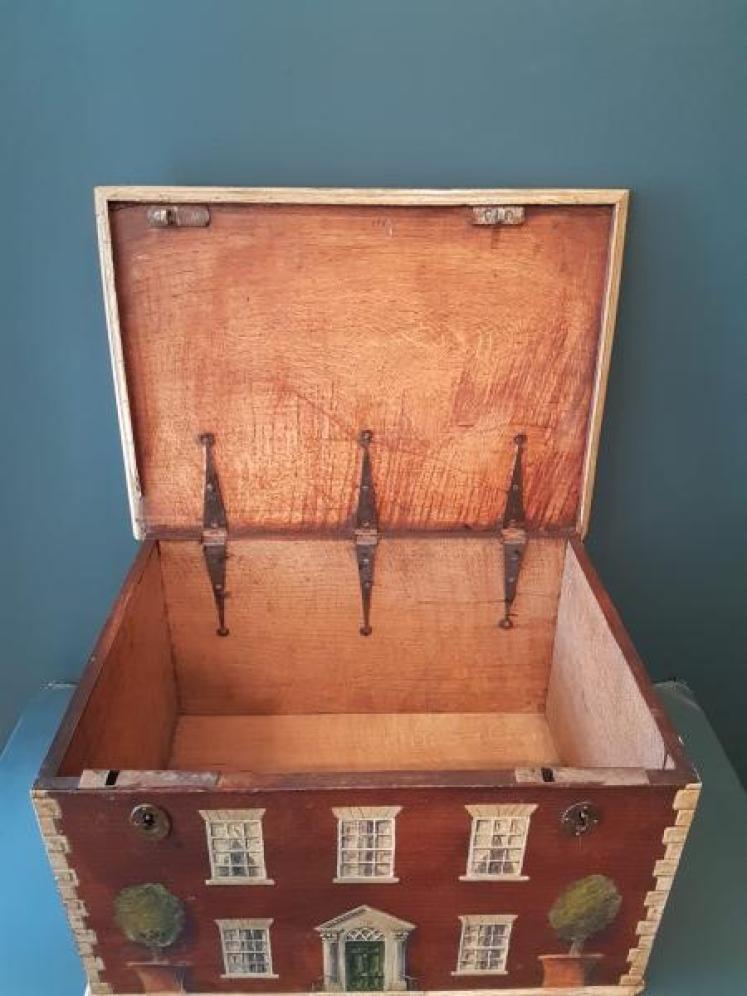 Victorian Oak Painted Country House Toy Box - Image 2