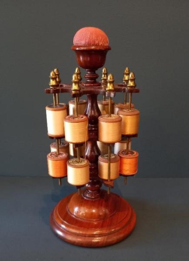Superb Mid Victorian Walnut Revolving Bobbin Stand - Image 1