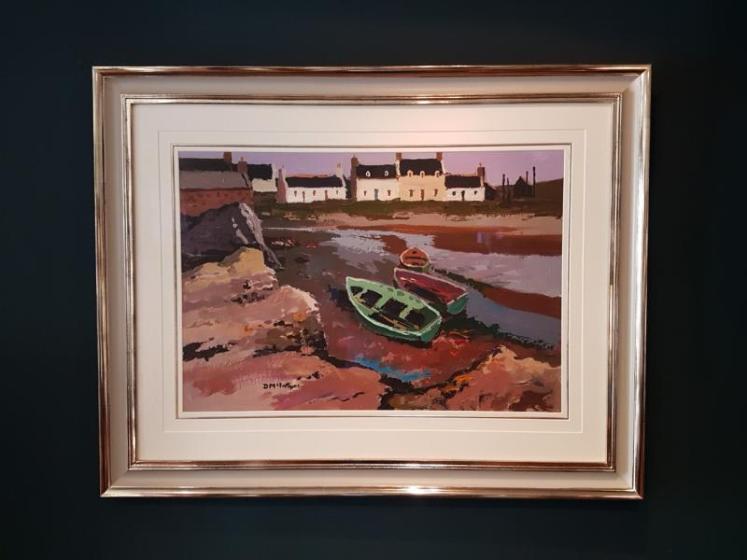 Original Oil on Board by Donald McIntyre - Boats on the Shore - Image 1