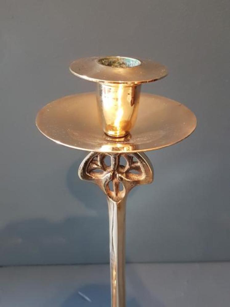 Brass Art Nouveau Candlesticks - Image 3