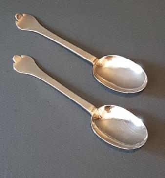Rare Matching Pair of Charles II Silver Spoons 