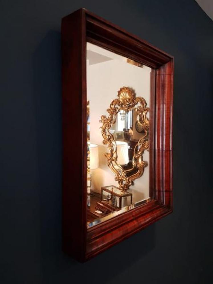 Early Victorian Mahogany Moulded Frame Mirror - Image 6