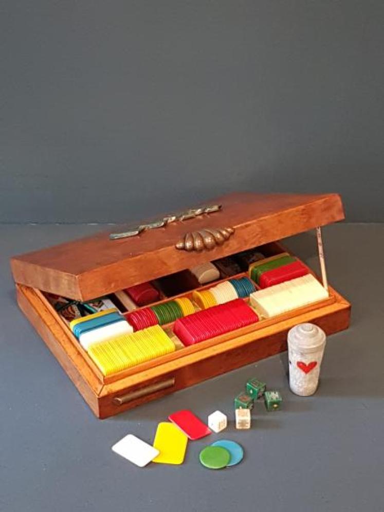 Walnut Poker and Gaming Box - Image 1