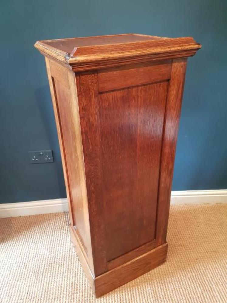 Edwardian Oak Tambour Front File Cabinet - Image 7