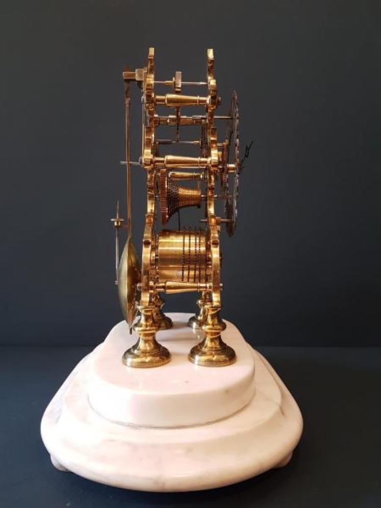Victorian Skeleton Clock on Original Marble Base - Image 3