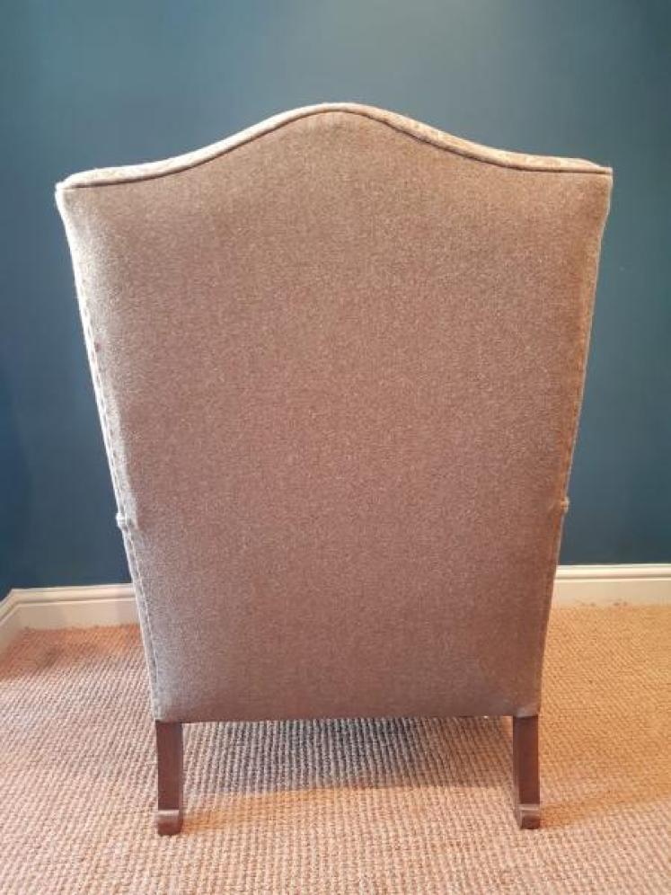 Stylish Edwardian Period Wing Back Upholstered Armchair - Image 5