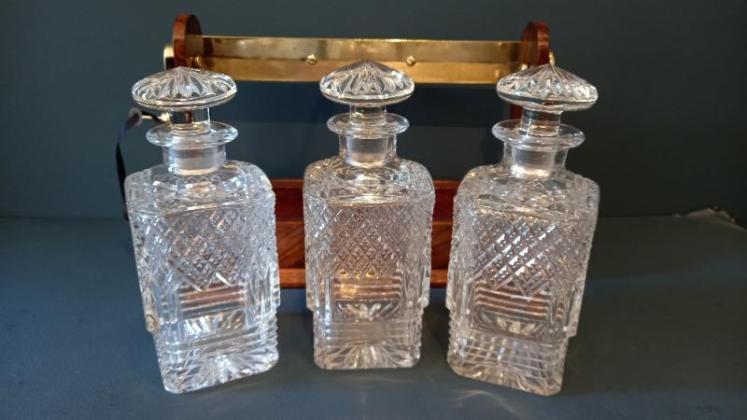 Mid Victorian Walnut Betjeman's Three Bottle Tantalus - Image 2