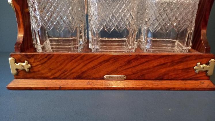 Mid Victorian Walnut Betjeman's Three Bottle Tantalus - Image 6