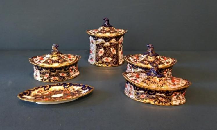 George V Period Royal Crown Derby 6 Piece Dressing Table Set - Image 2