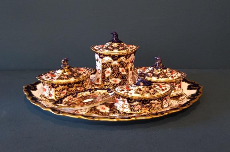 George V Period Royal Crown Derby 6 Piece Dressing Table Set - Image 7