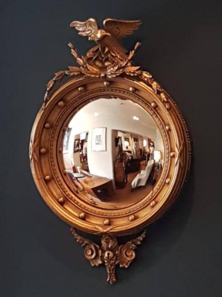 Victorian Timber Gilt Convex Mirror - Image 1