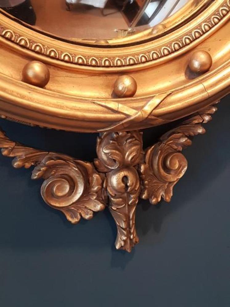 Victorian Timber Gilt Convex Mirror - Image 4