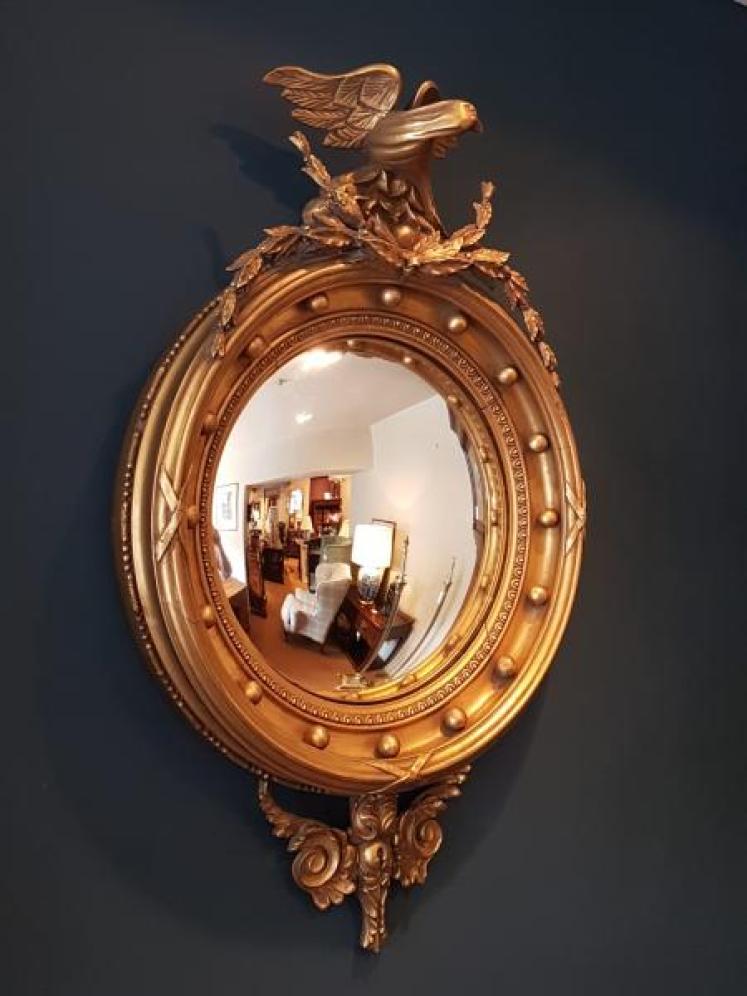 Victorian Timber Gilt Convex Mirror - Image 5