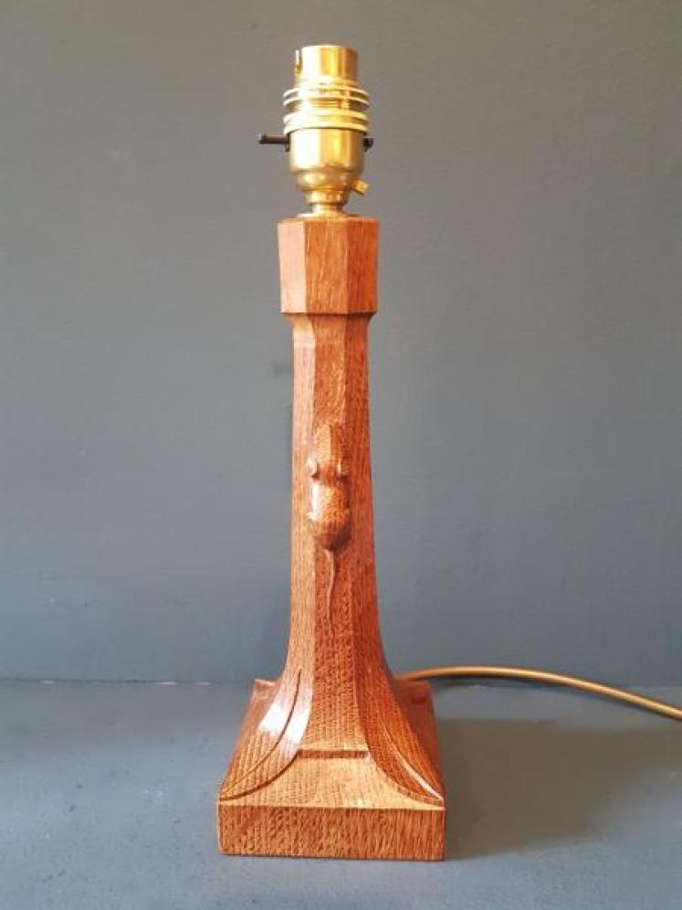 1950's Oak Mouseman Table Lamp - Image 1
