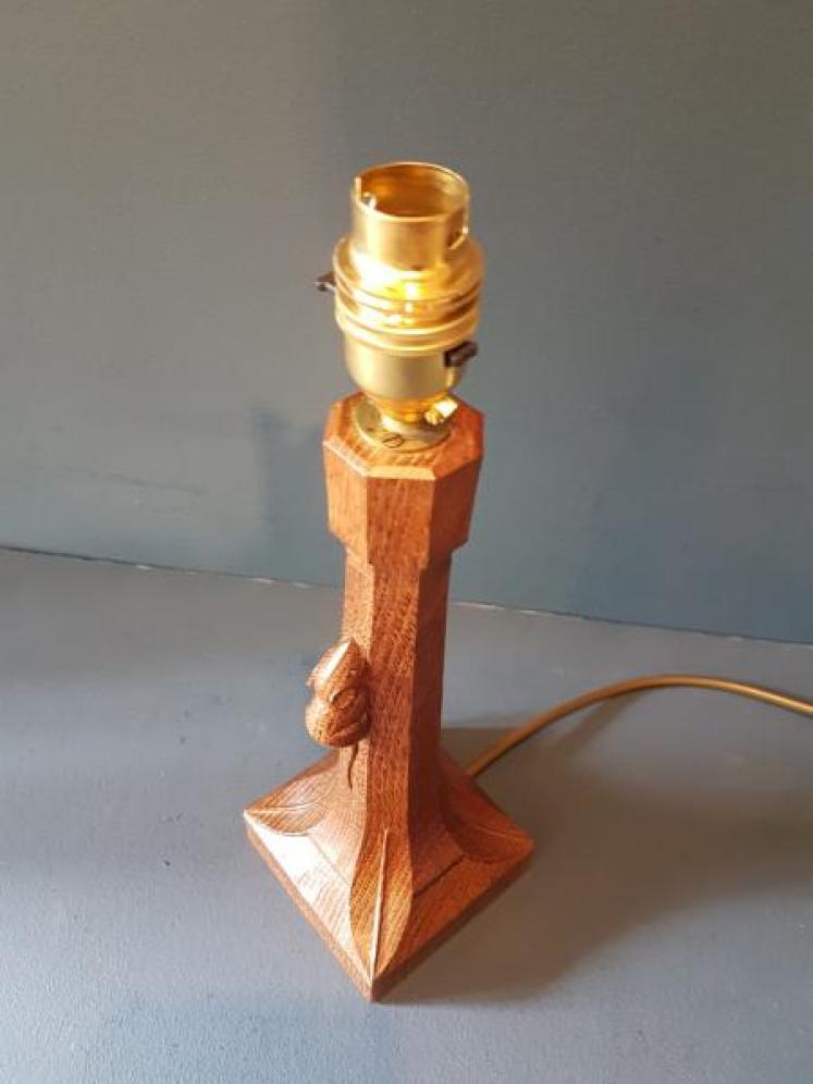 1950's Oak Mouseman Table Lamp - Image 2