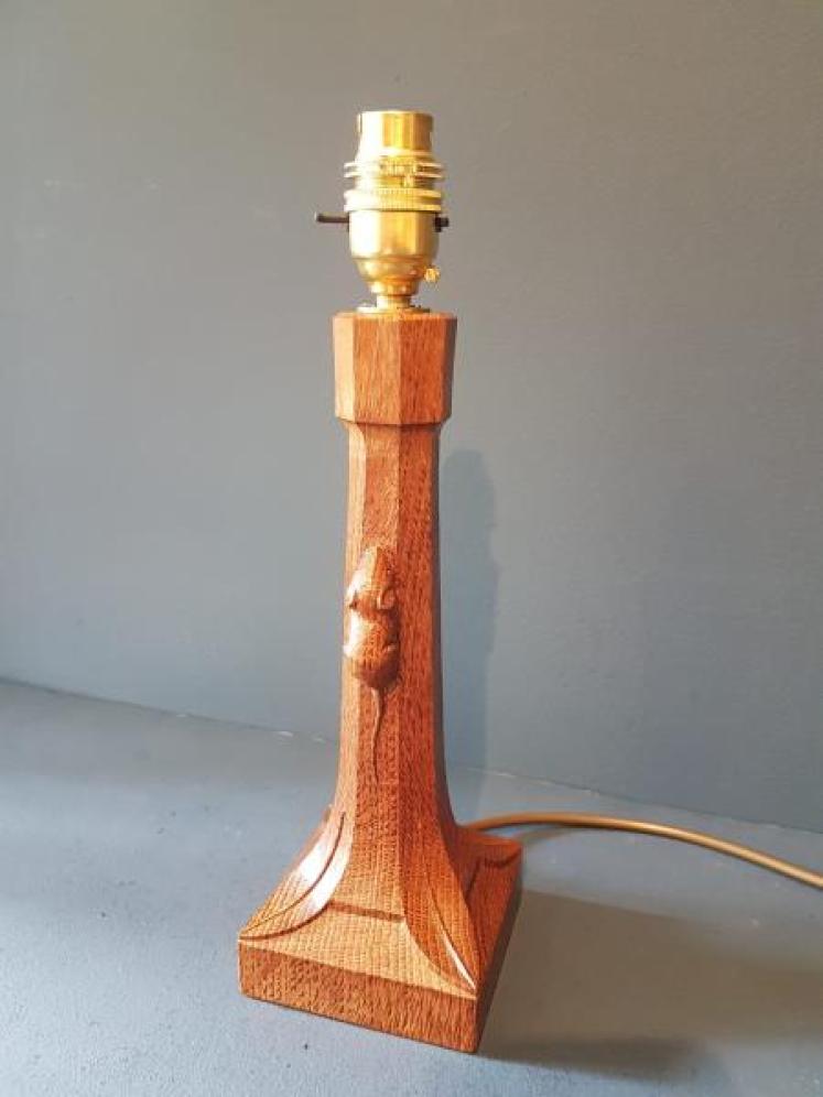 1950's Oak Mouseman Table Lamp - Image 3