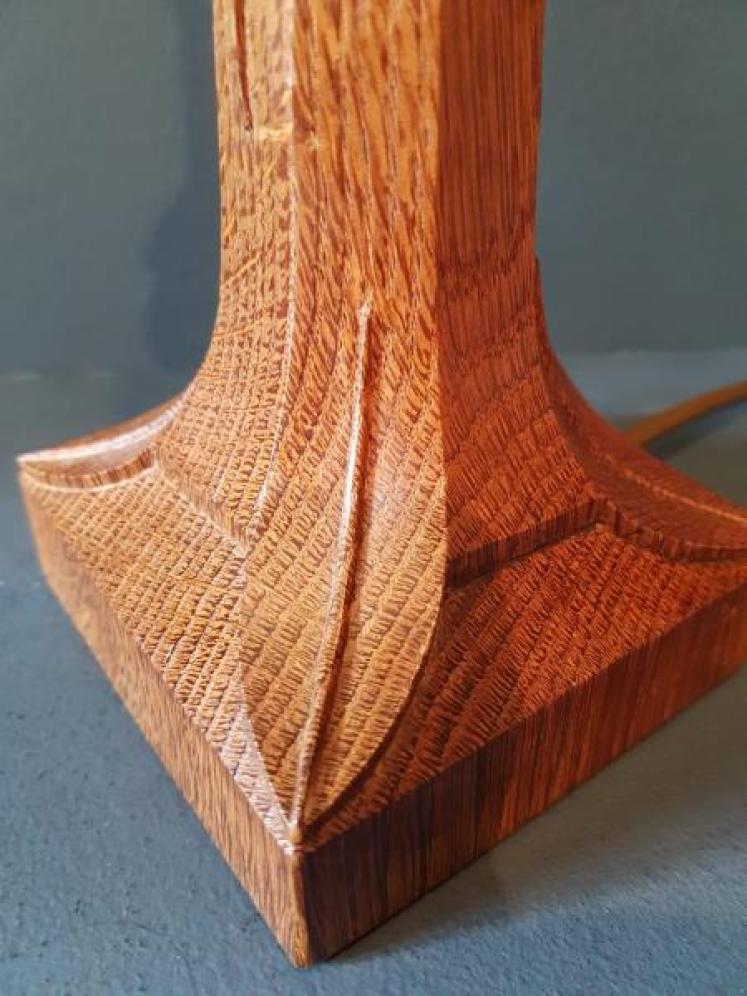 1950's Oak Mouseman Table Lamp - Image 4