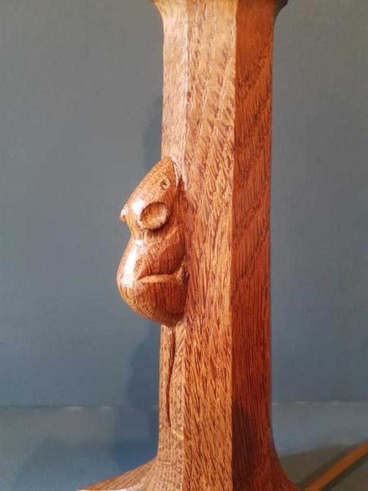 1950's Oak Mouseman Table Lamp - Image 5