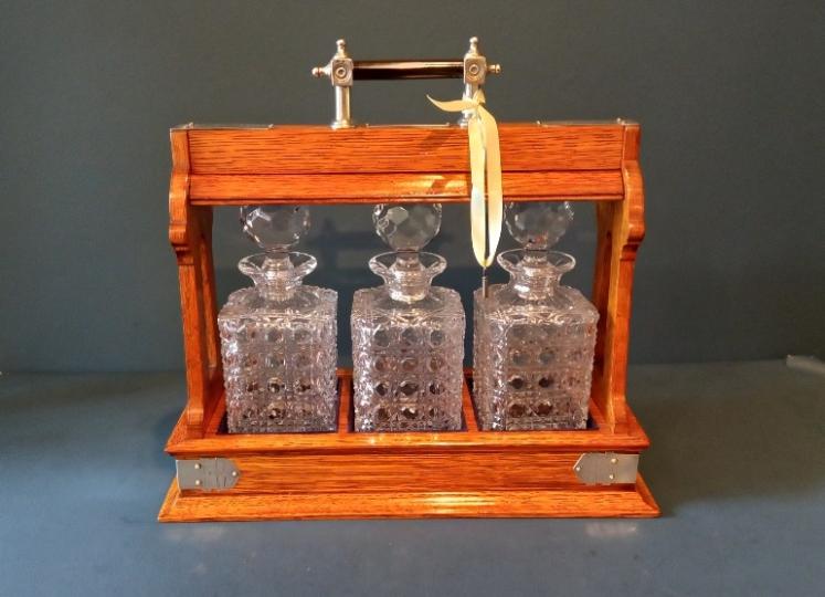 Fine Victorian Silver Mount Three Bottle Tantalus - Image 1