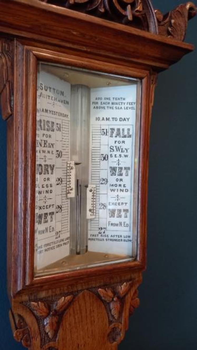 Victorian Golden Oak Whitehaven Stick Barometer - Image 3