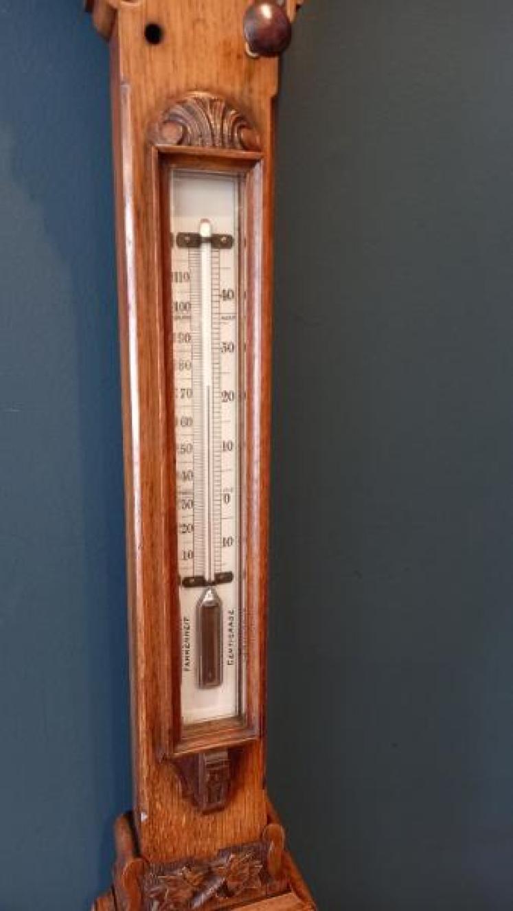 Victorian Golden Oak Whitehaven Stick Barometer - Image 4