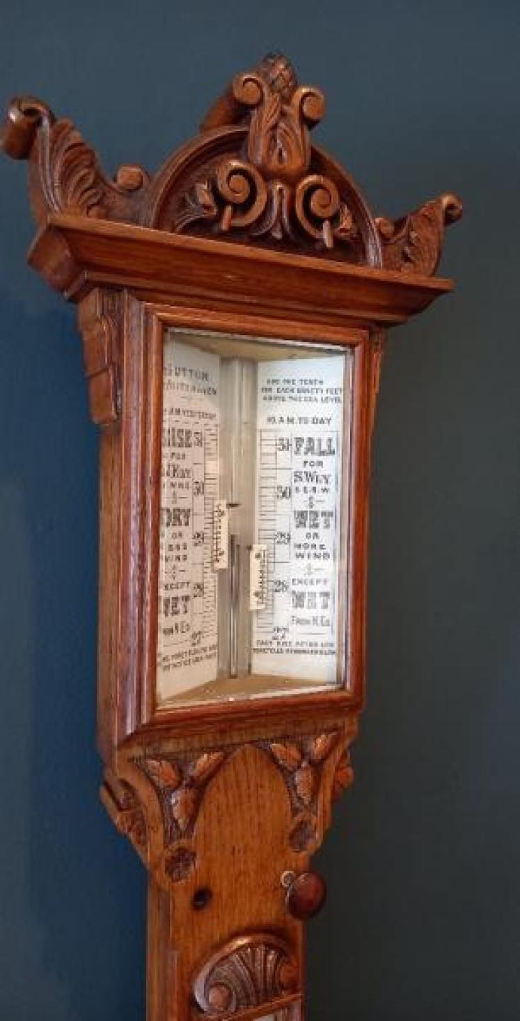 Victorian Golden Oak Whitehaven Stick Barometer - Image 7