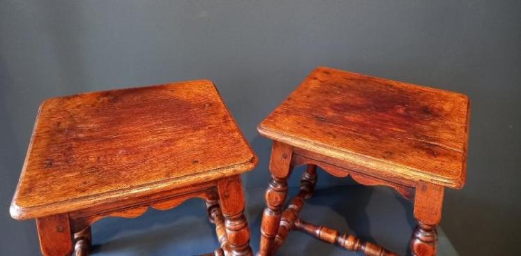 Rare Pair of George III Period Oak Joint Stools - Image 2
