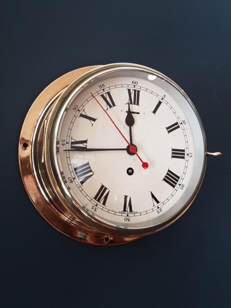 Edwardian Brass Ships Clock - Image 1