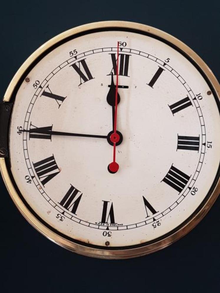 Edwardian Brass Ships Clock - Image 4