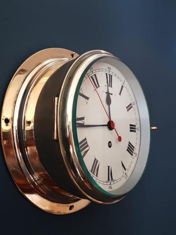 Edwardian Brass Ships Clock - Image 5