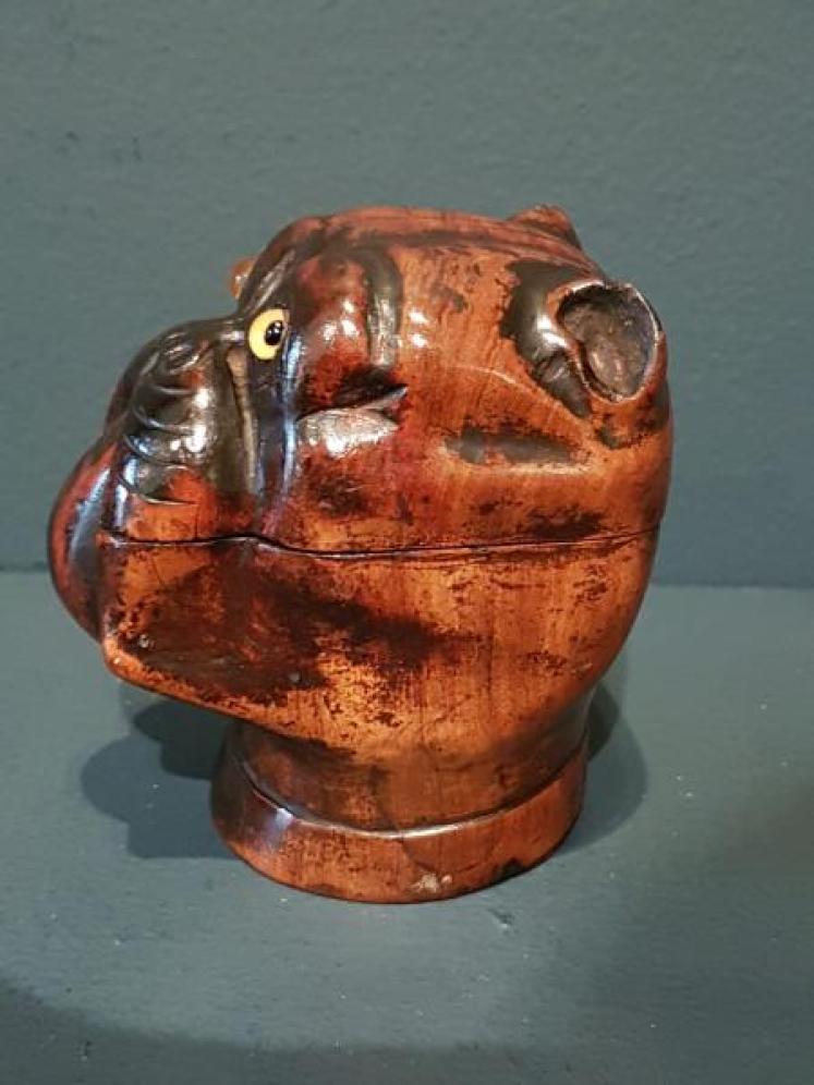 Rare Victorian Treen Bulldog Ink Well - Image 5