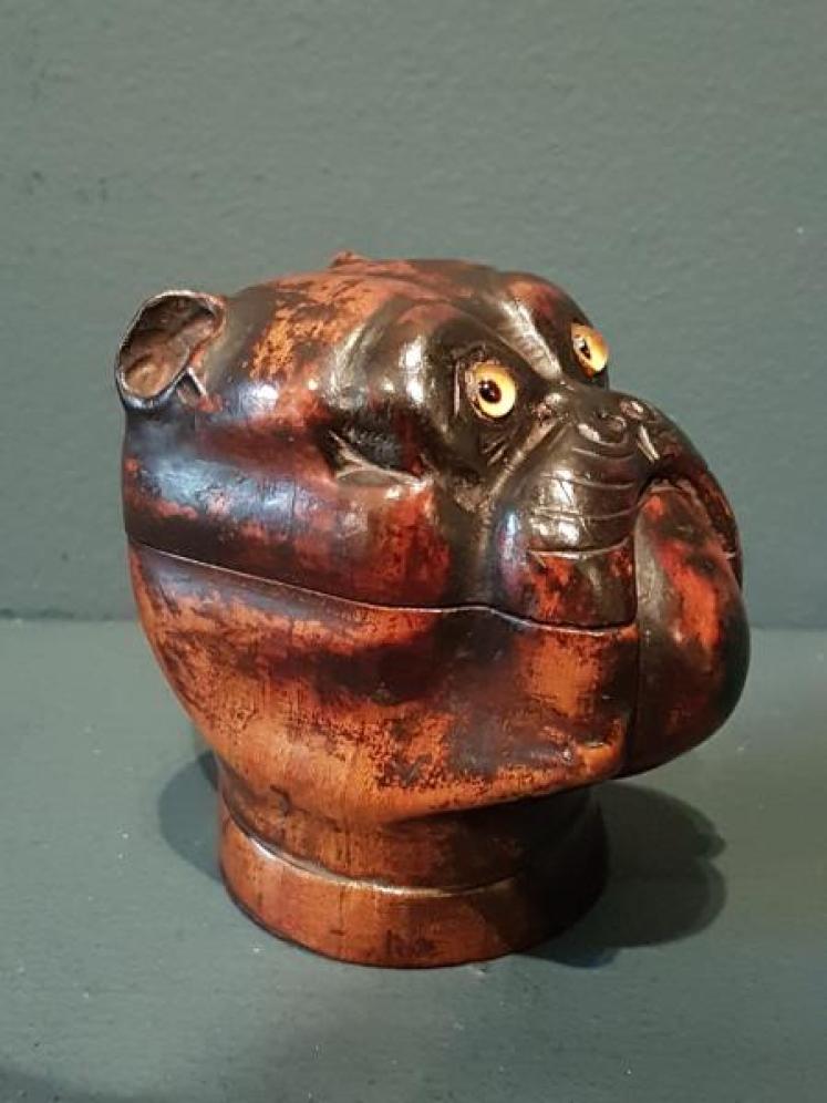 Rare Victorian Treen Bulldog Ink Well - Image 6