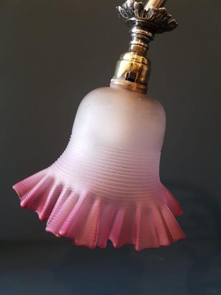 Late Victorian Silver Plated Table Lamp and Shade - Image 5