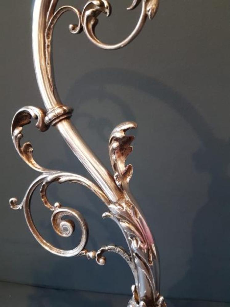 Late Victorian Silver Plated Table Lamp and Shade - Image 6