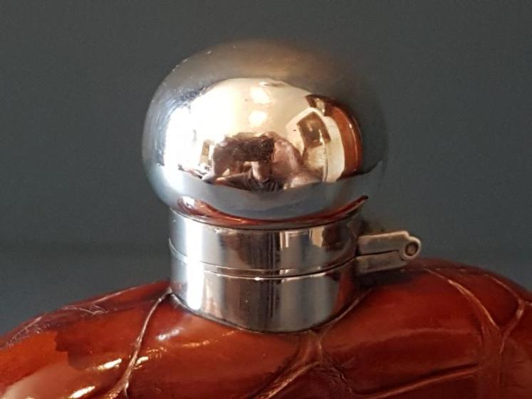 Silver and Crocodile Skin Hip Flask - Image 5
