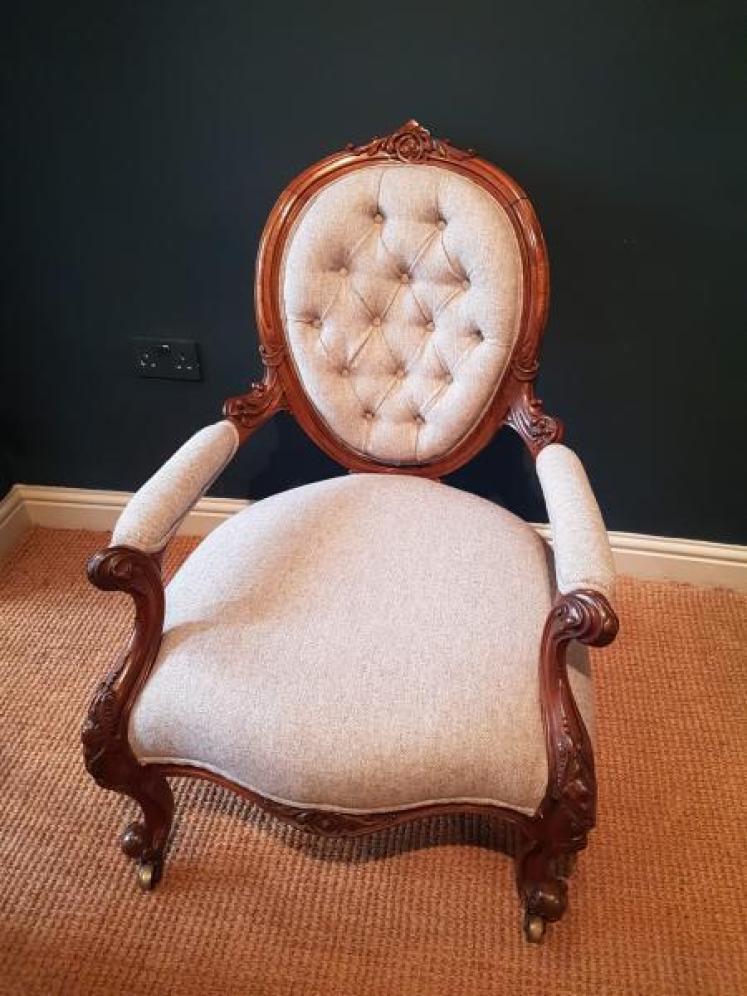 Victorian Walnut Framed Arm Chair - Image 1