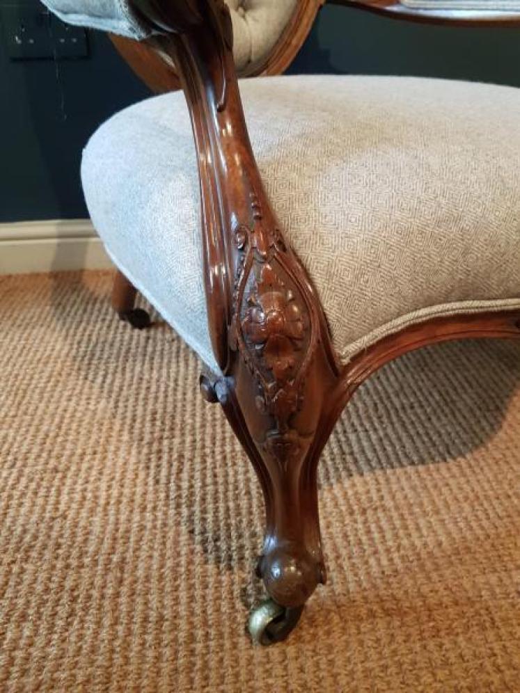 Victorian Walnut Framed Arm Chair - Image 7