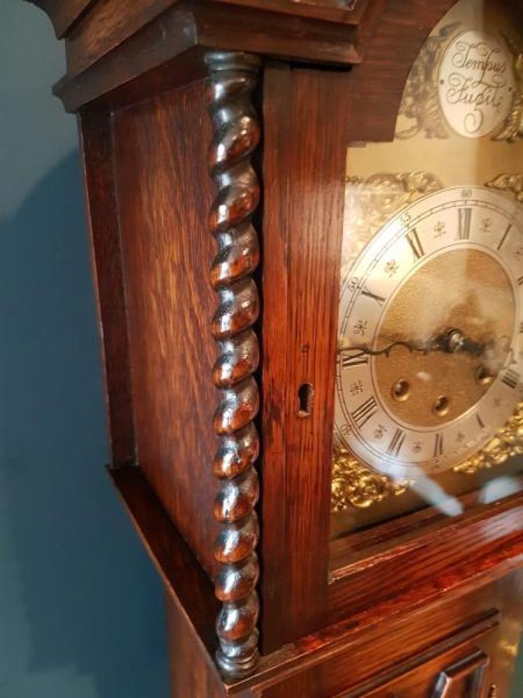 Quality Edwardian Oak Grandmother Clock - Image 3
