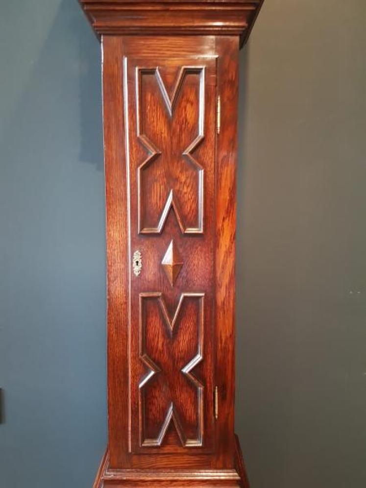 Quality Edwardian Oak Grandmother Clock - Image 4