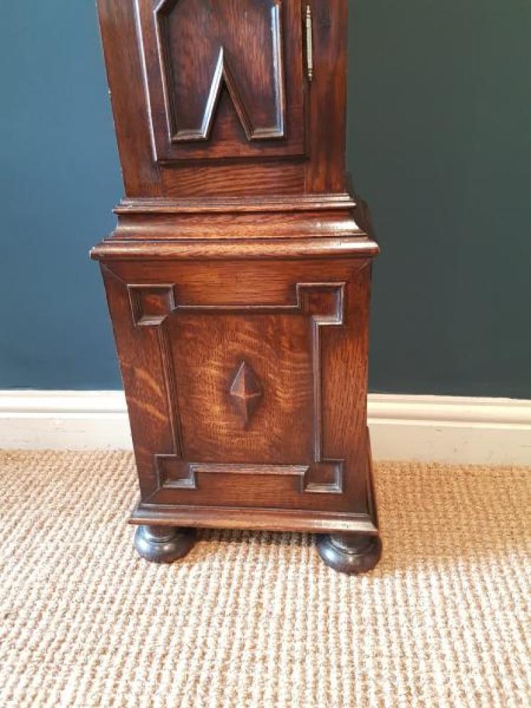 Quality Edwardian Oak Grandmother Clock - Image 5