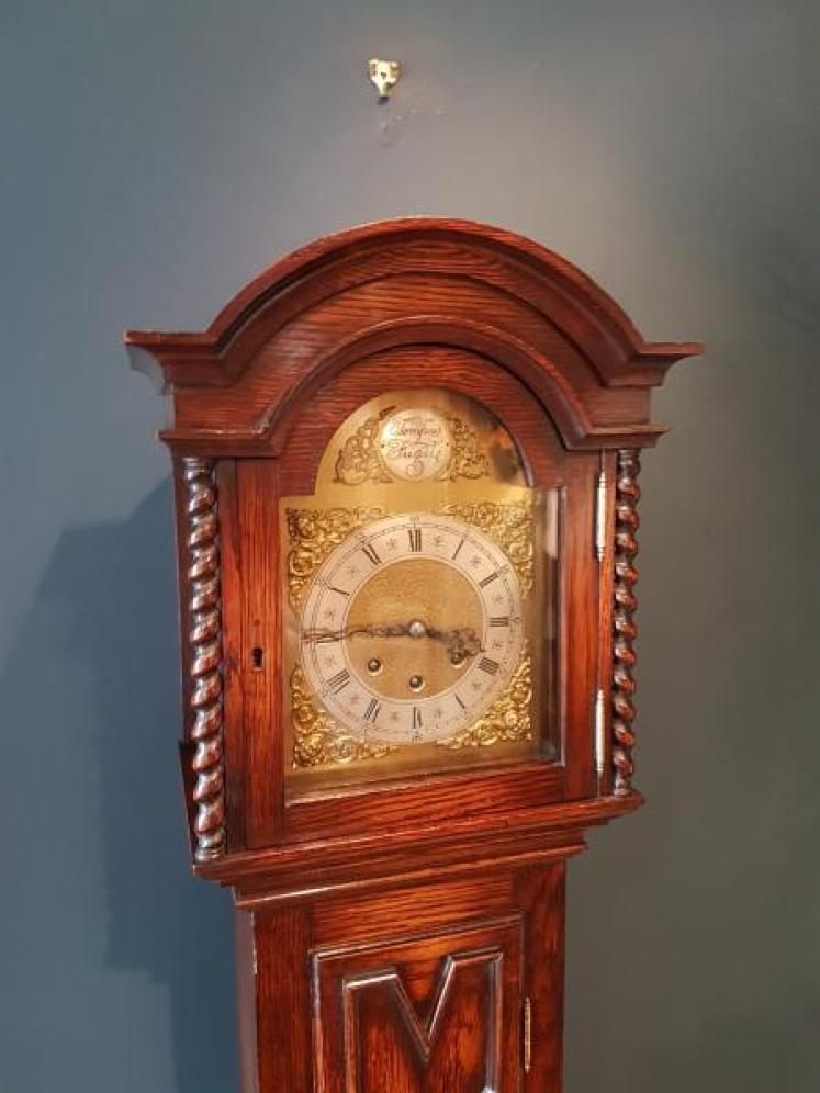 Quality Edwardian Oak Grandmother Clock - Image 6