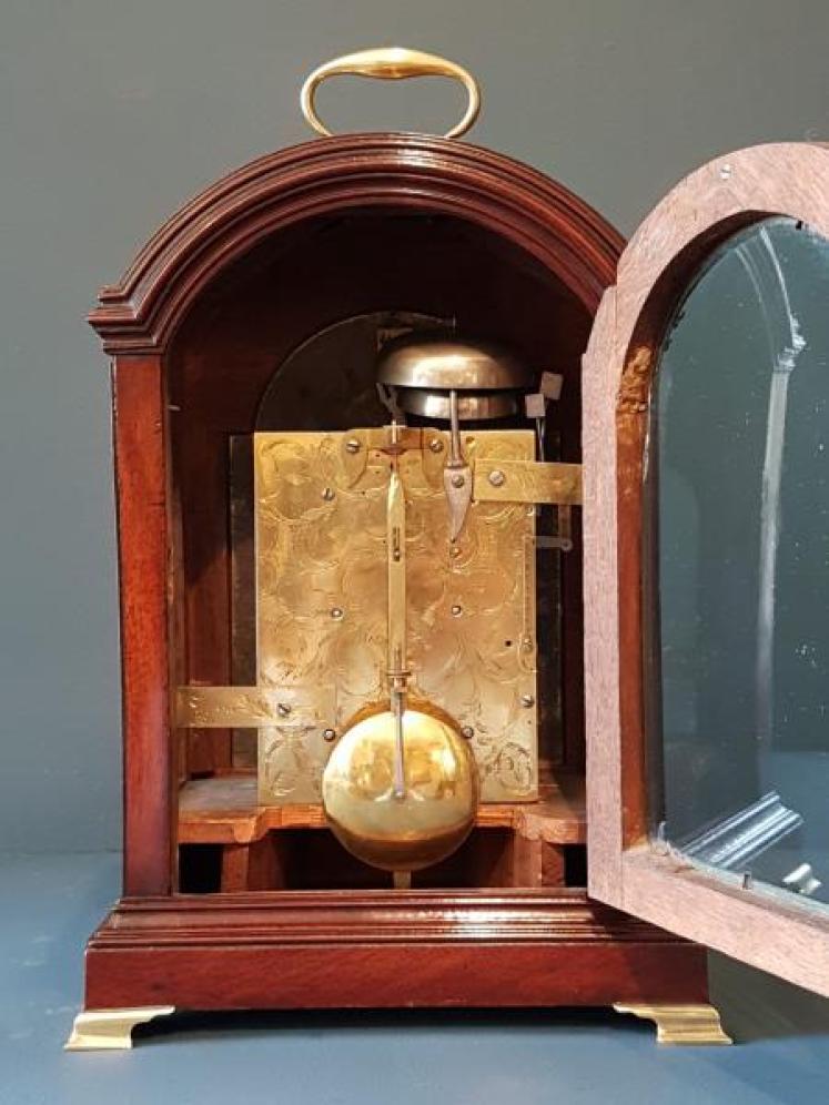 George III Mahogany Double Fusee Quarter Chiming Bracket Clock - Image 2