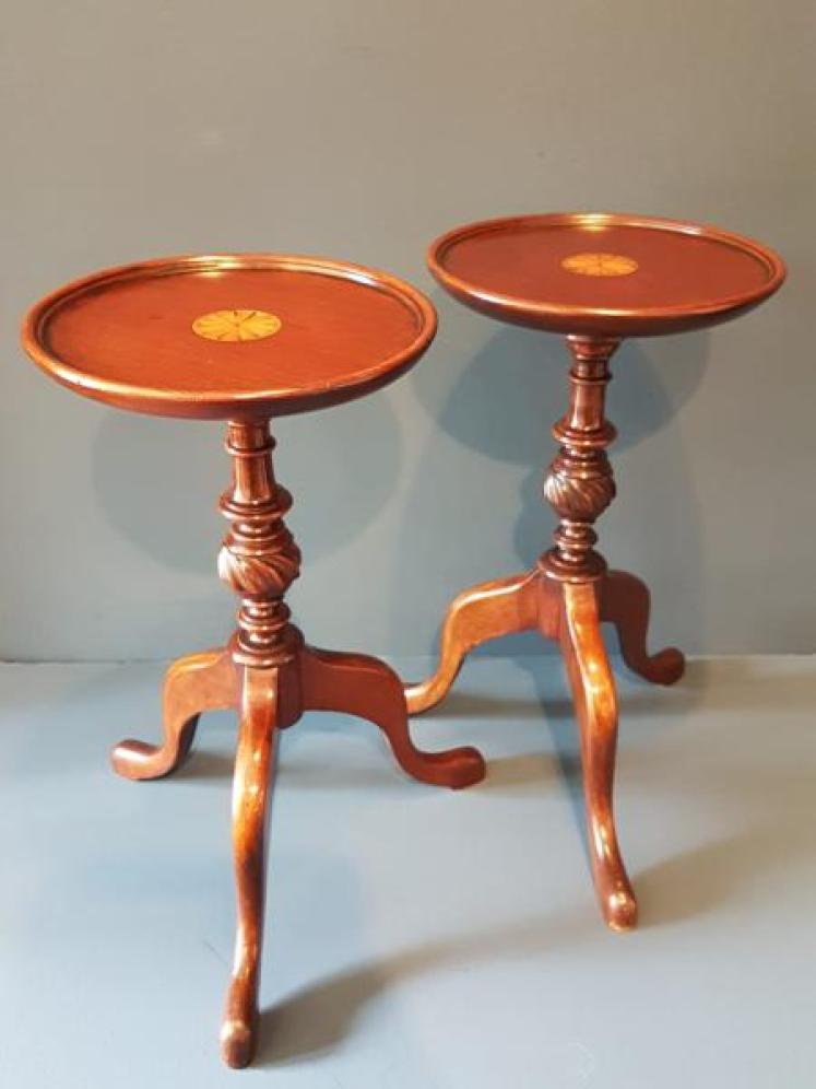 Matching Pair of Edwardian Mahogany Wine Tables - Image 1