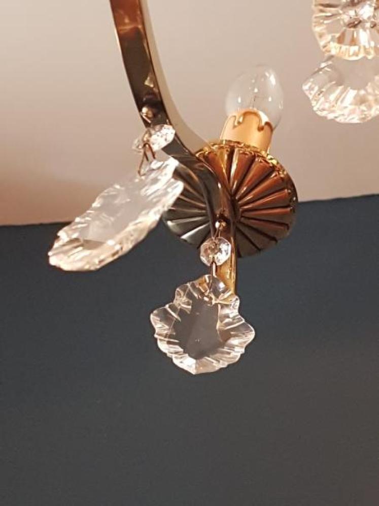 1920's Brass and Cut Crystal Chandelier - Image 5